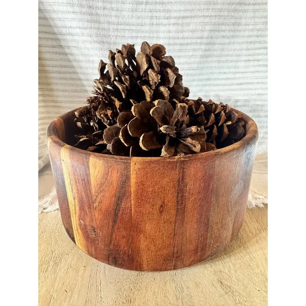 Copied - Handmade Segmented Wood Bowl 8+ Inch Wide Rustic Multipurpose Decor